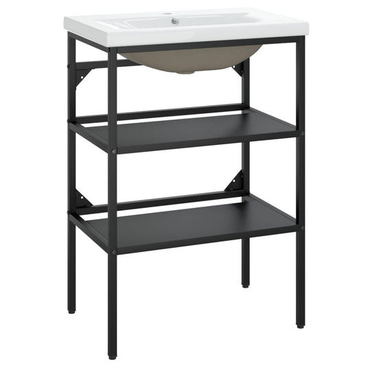 vidaXL Σκελετός Νιπτήρα Μπάνιου με Εντοιχισμένο Νιπτήρα Λευκό Σίδερο