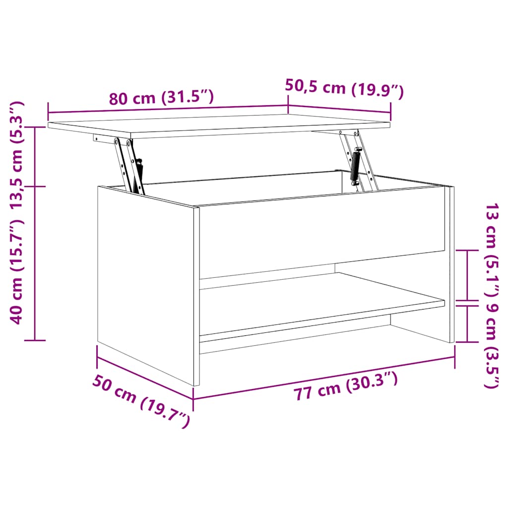 vidaXL Τραπεζάκι Σαλονιού Sonoma Δρυς 80x50x40 εκ. Επεξεργασμένο Ξύλο