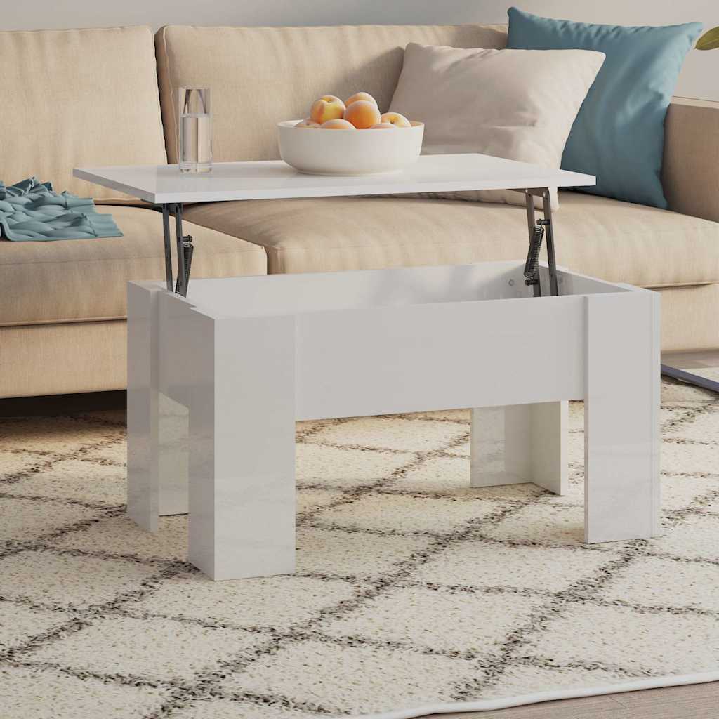 vidaXL Τραπεζάκι Σαλονιού Γυαλ. Λευκό 79x49x41 εκ. Επεξεργασμένο Ξύλο