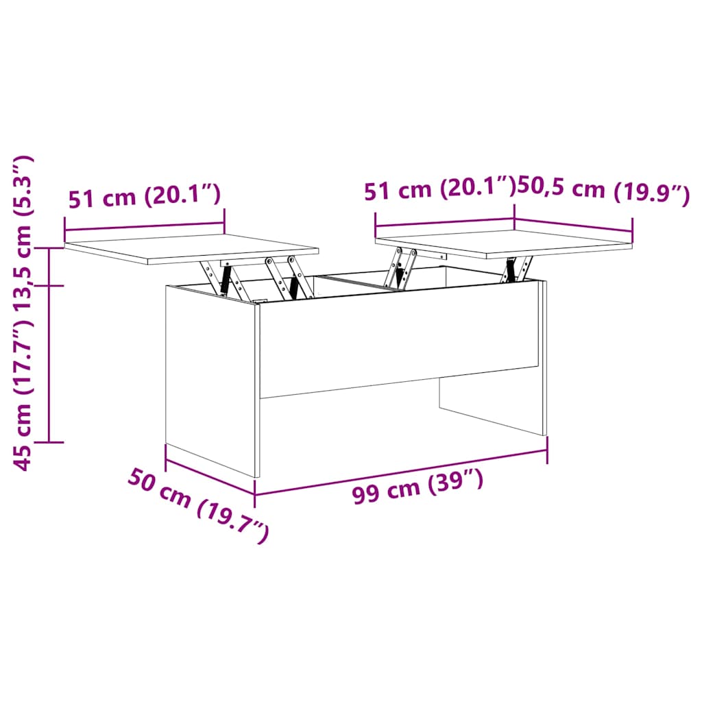 vidaXL Τραπεζάκι Σαλονιού Γκρι Σκυρ. 102x50,5x46,5 εκ. Επεξεργ. Ξύλο