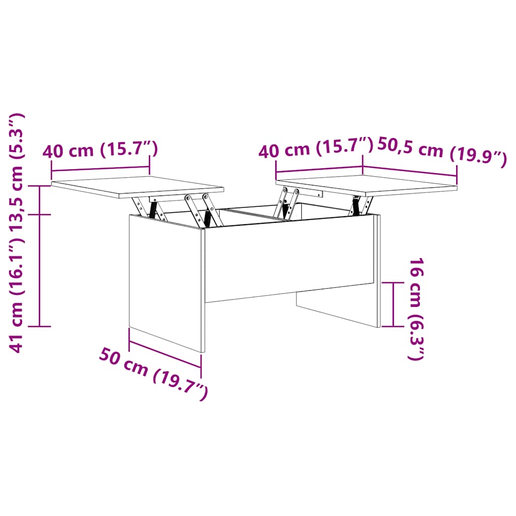 vidaXL Τραπεζάκι Σαλονιού Sonoma Δρυς 80x50x42,5 εκ Επεξεργασμένο Ξύλο