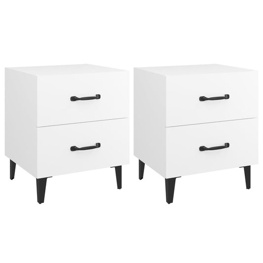 vidaXL Κομοδίνα 2 τεμ. Λευκά 40 x 35 x 47,5 εκ.