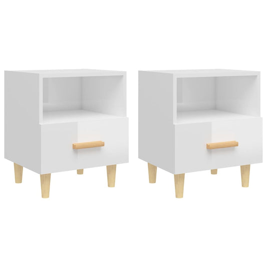 vidaXL Κομοδίνα 2 τεμ. Γυαλιστερό Λευκό 40 x 35 x 47 εκ.