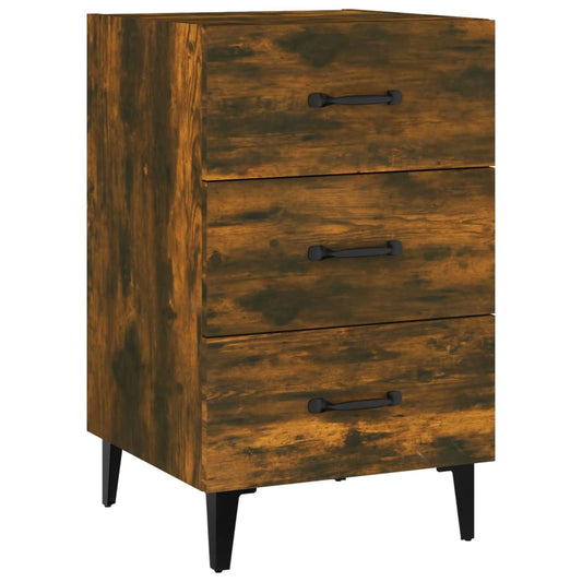 vidaXL Κομοδίνο Καπνιστή Δρυς 40 x 40 x 66 εκ. από Επεξεργασμένο Ξύλο