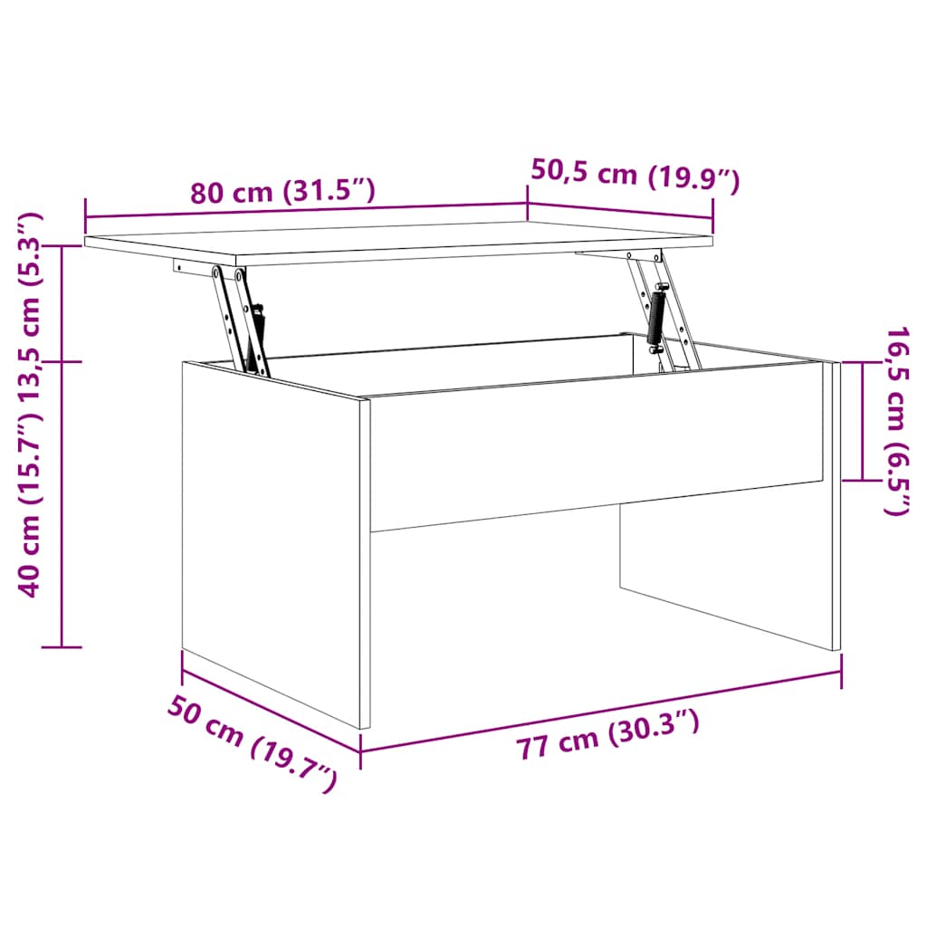 vidaXL Τραπεζάκι Σαλονιού Γκρι Sonoma80x50,5x41,5εκ.Επεξεργασμένο Ξύλο
