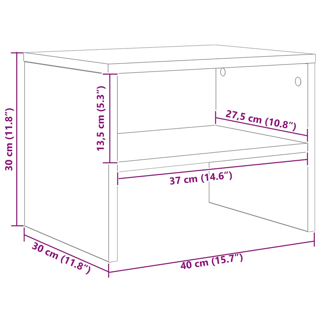 vidaXL Κομοδίνο Γκρι Sonoma 40x30x30 εκ. από Επεξεργασμένο Ξύλο