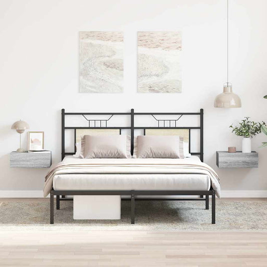 vidaXL Κομοδίνα Κρεμαστά 2 τεμ. Γκρι Sonoma 40x30x15εκ. Επεξεργ. Ξύλο