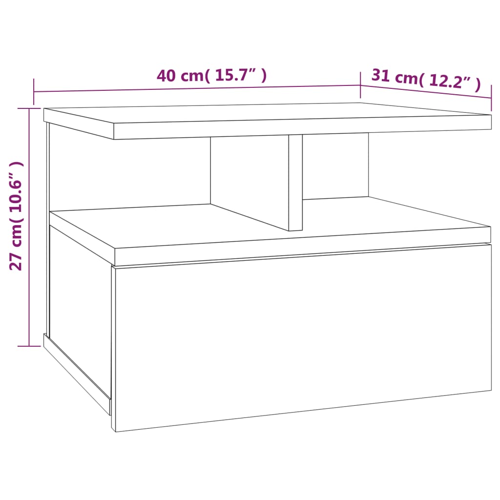 vidaXL Κομοδίνα Κρεμαστά 2 τεμ. Γκρι sonoma 40x31x27 εκ. Επεξεργ. Ξύλο