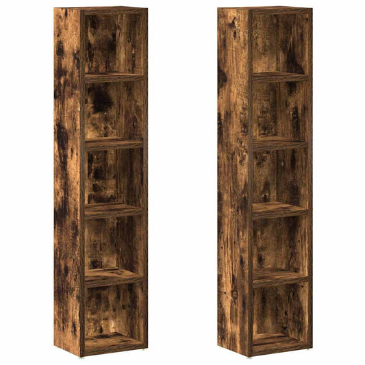 vidaXL Ντουλάπια CD 2 τεμ. Καπν. Δρυς 21x16x93,5 εκ Επεξεργασμένο Ξύλο