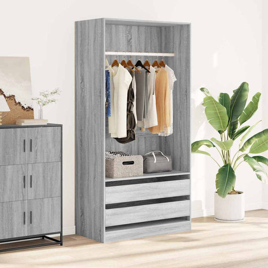 vidaXL Ντουλάπα Γκρι Sonoma 100x50x200 εκ. από Επεξεργασμένο Ξύλο
