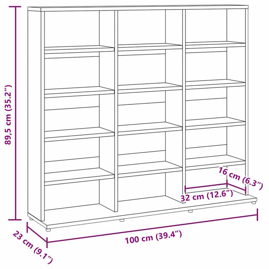 vidaXL Έπιπλο για CD Καπνιστή Δρυς 100x23x89,5 εκ. Επεξεργασμένο Ξύλο