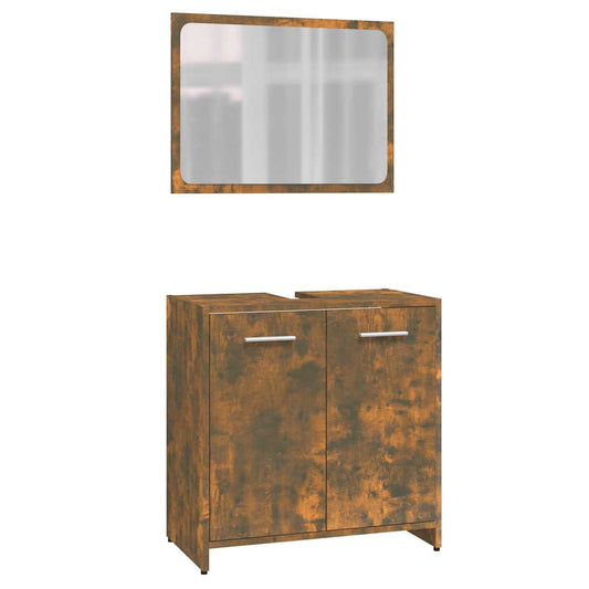 vidaXL Σετ Επίπλων Μπάνιου Καπνιστή Δρυς από Τεχν. Ξύλο