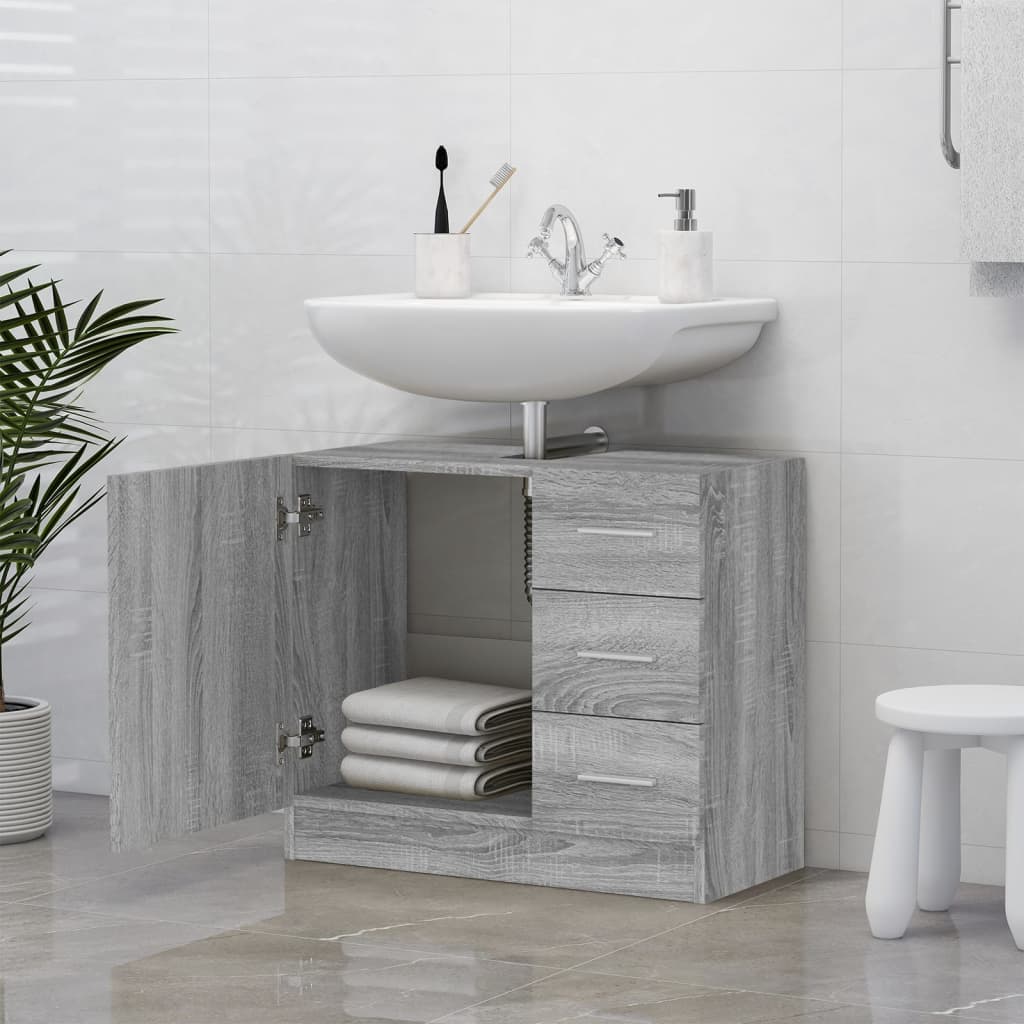 vidaXL Ντουλάπι Νιπτήρα Grey Sonoma 63x38,50x54 εκ. Επεξεργ. Ξύλο