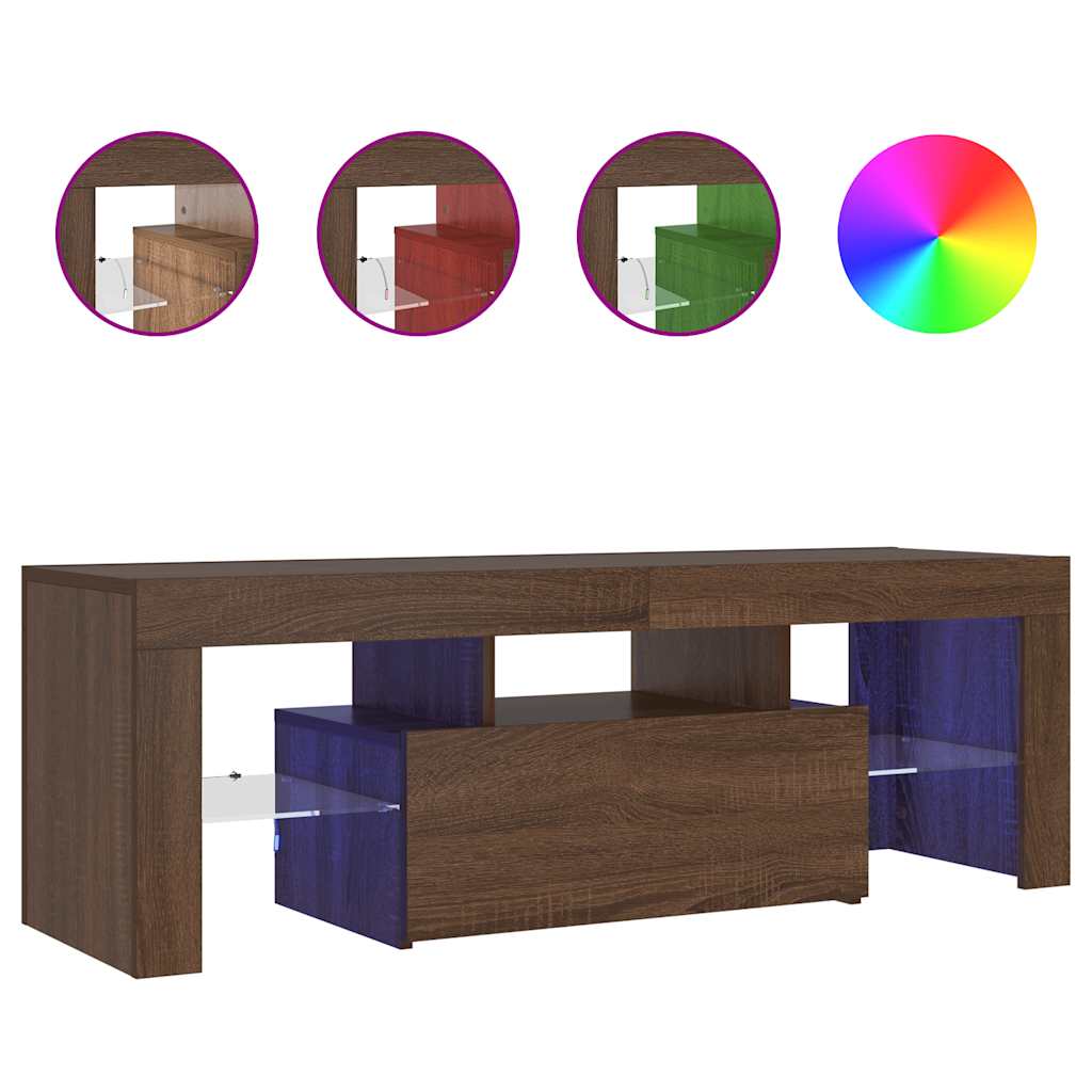 vidaXL Έπιπλο Τηλεόρασης με LED Καφέ Δρυς 120x35x40 εκ.