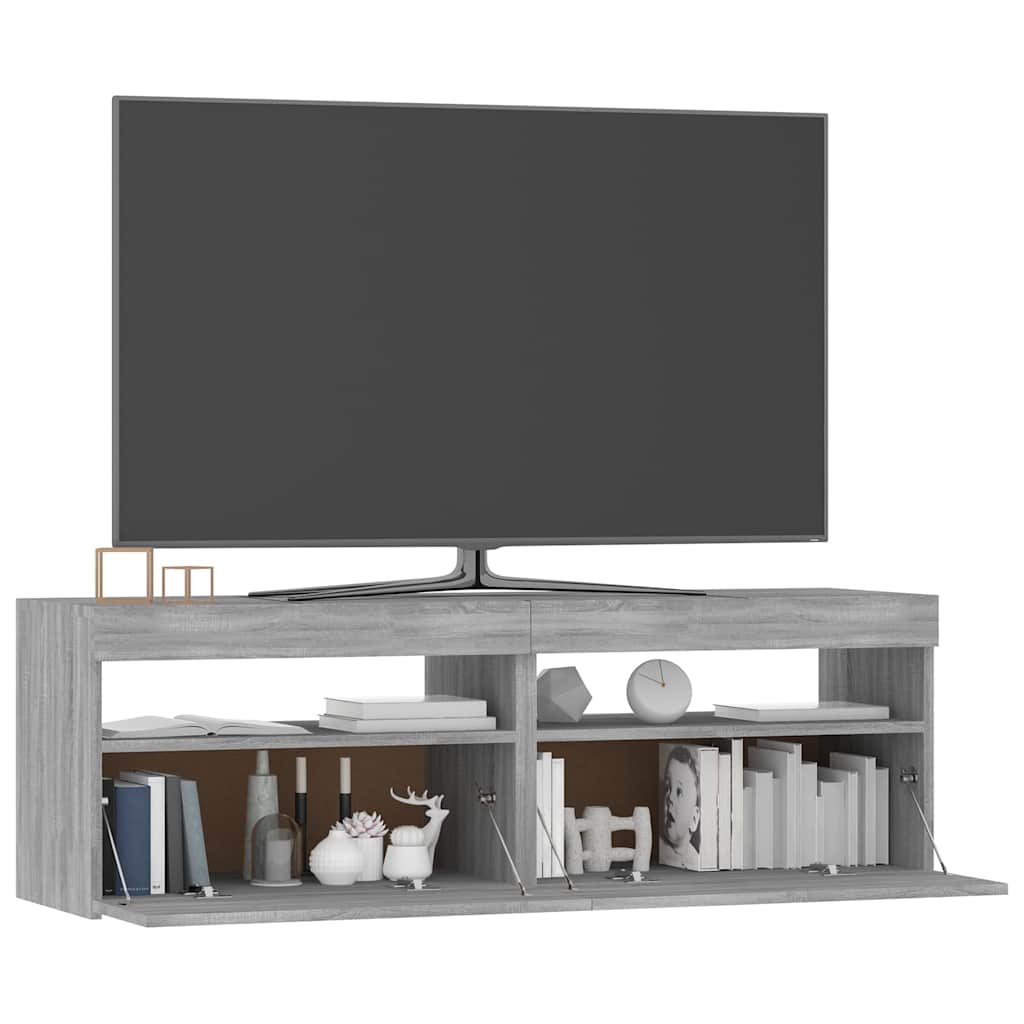 vidaXL Έπιπλο Τηλεόρασης με LED Γκρι Sonoma 120x35x40 εκ.