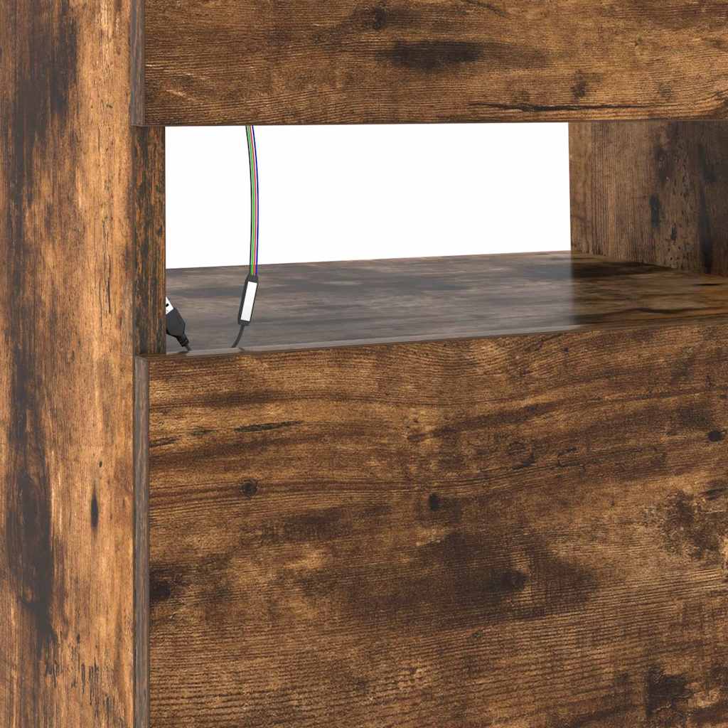 vidaXL Έπιπλο Τηλεόρασης με LED Καπνιστή Δρυς 90x35x40 εκ.