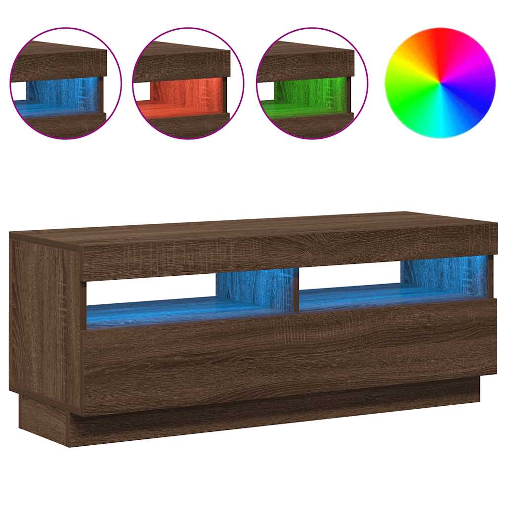 vidaXL Έπιπλο Τηλεόρασης με LED Καφέ Δρυς 100x35x40 εκ.