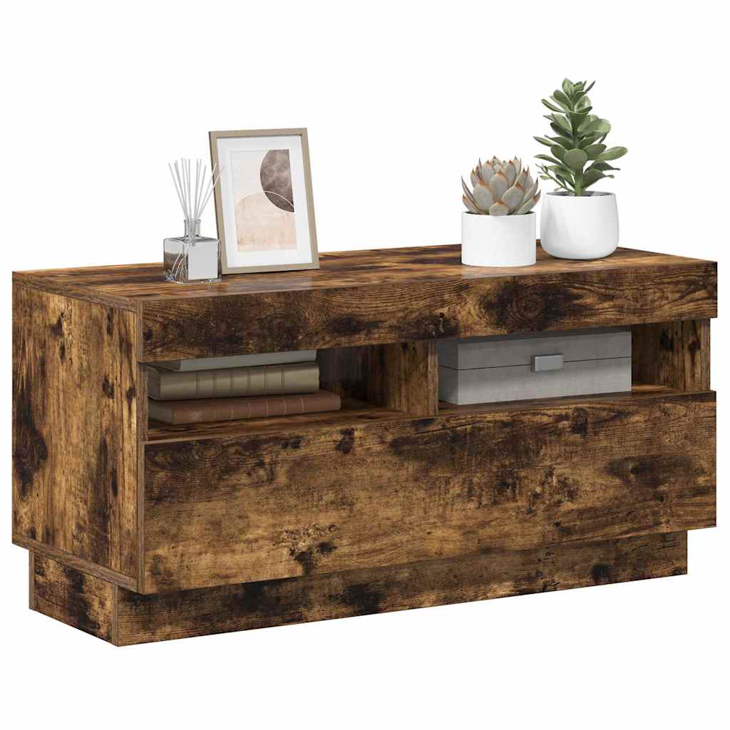 vidaXL Έπιπλο Τηλεόρασης με LED Καπνιστή Δρυς 80 x 35 x 40 εκ.