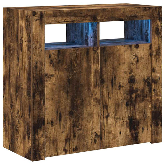 vidaXL Ντουλάπι με LED Καπνιστή Δρυς 80 x 35 x 75 εκ.