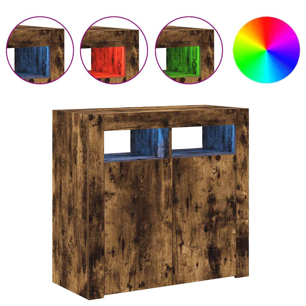 vidaXL Ντουλάπι με LED Καπνιστή Δρυς 80 x 35 x 75 εκ.