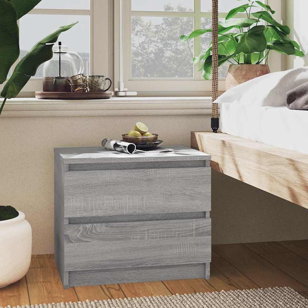 vidaXL Κομοδίνα 2 Τεμ. Γκρι Sonoma 50x39x43,5 εκ. Επεξεργασμένο Ξύλο