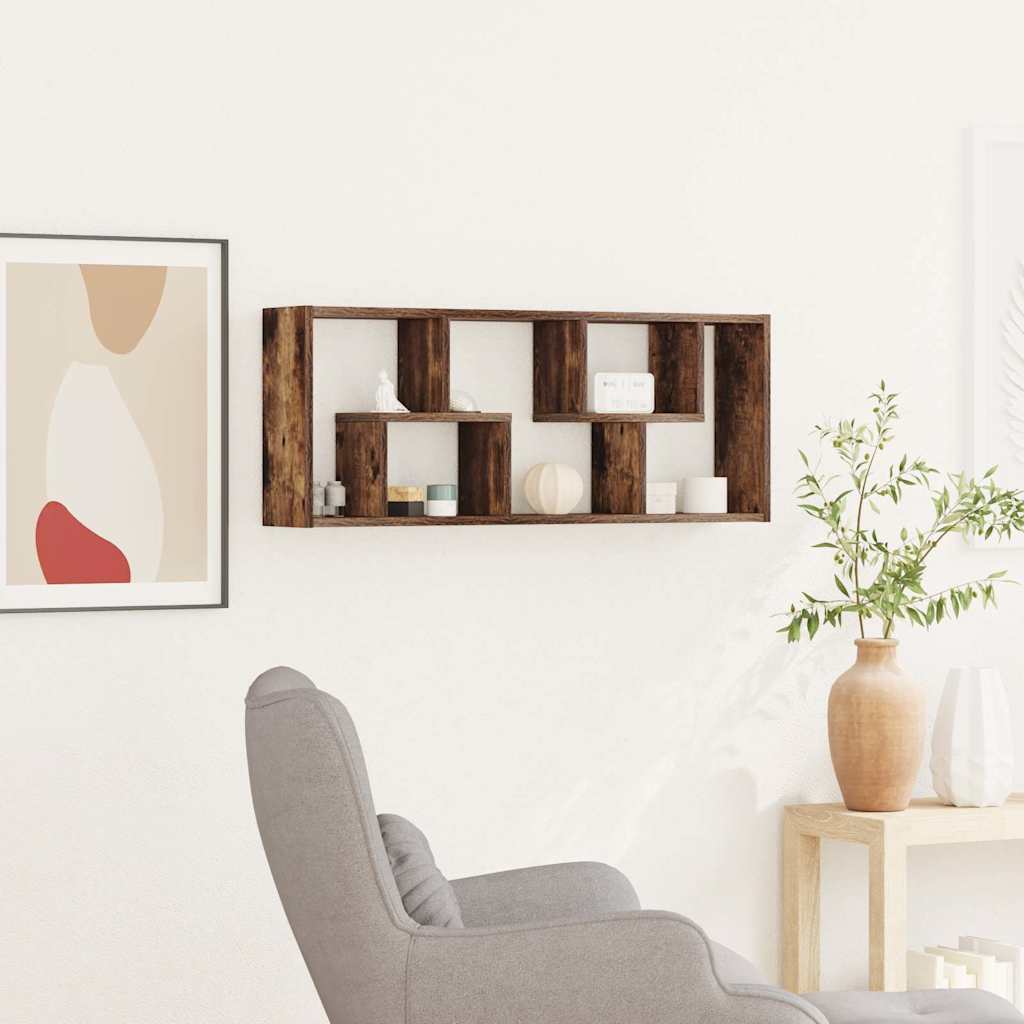 vidaXL Ραφιέρα Τοίχου Καπνιστή Δρυς 36x16x90 εκ. Επεξεργασμένο Ξύλο