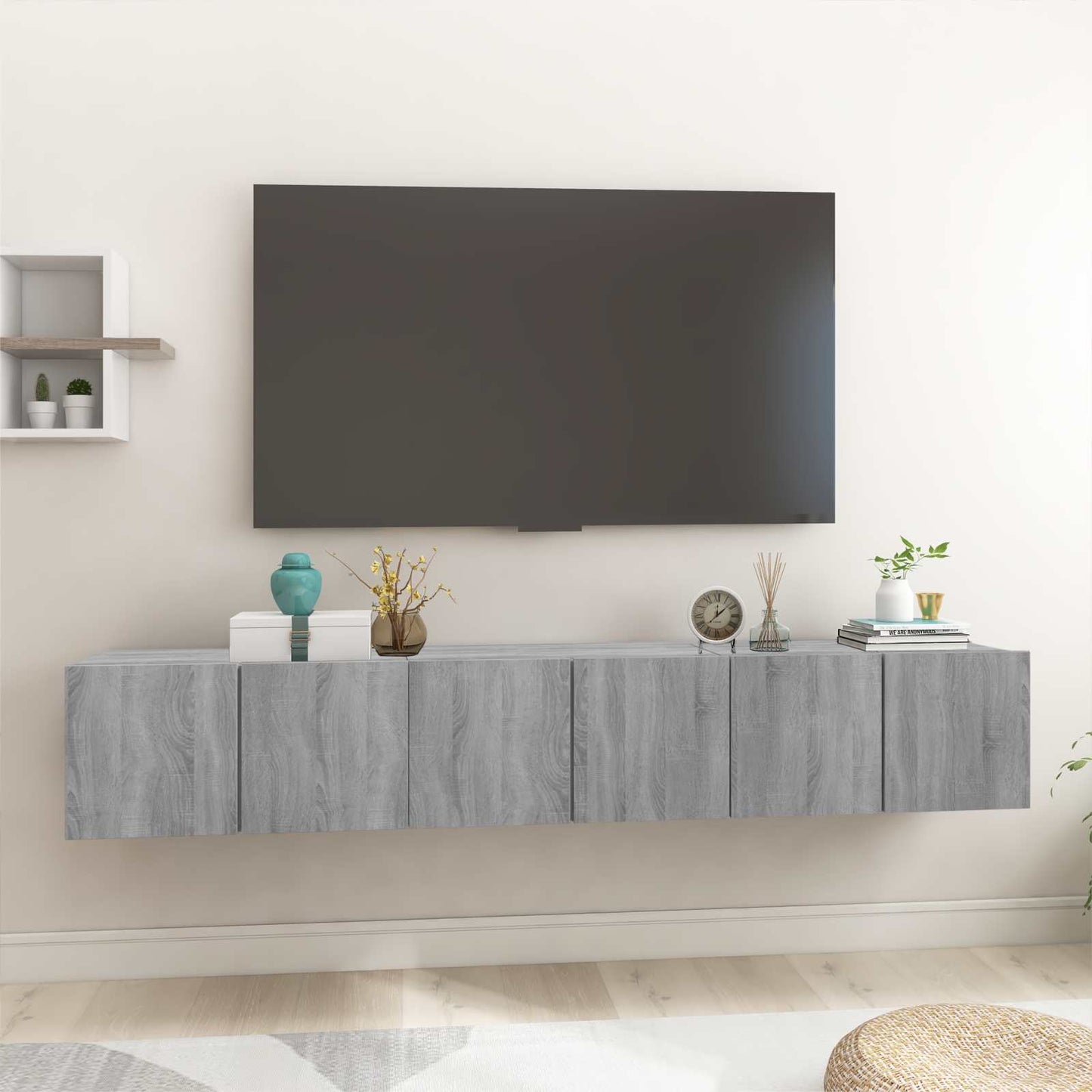 vidaXL Έπιπλα Τηλεόρασης Κρεμαστά 3 τεμ. Γκρι 60x30x30 εκ. Επεξ. Ξύλο