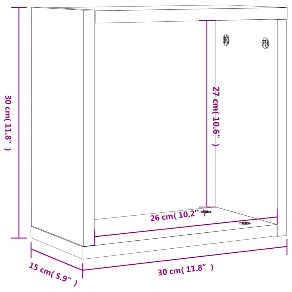 vidaXL Ράφια Τοίχου Κύβοι 4 τεμ. Καφέ Δρυς 30x15x30 εκ.