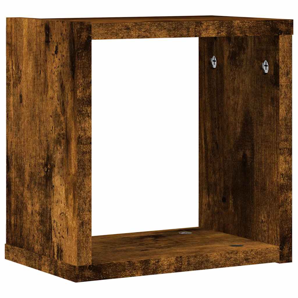 vidaXL Ράφια Τοίχου με ράφι 2 pcs Καπνιστό Δρύς 26 x 15 x 26 cm