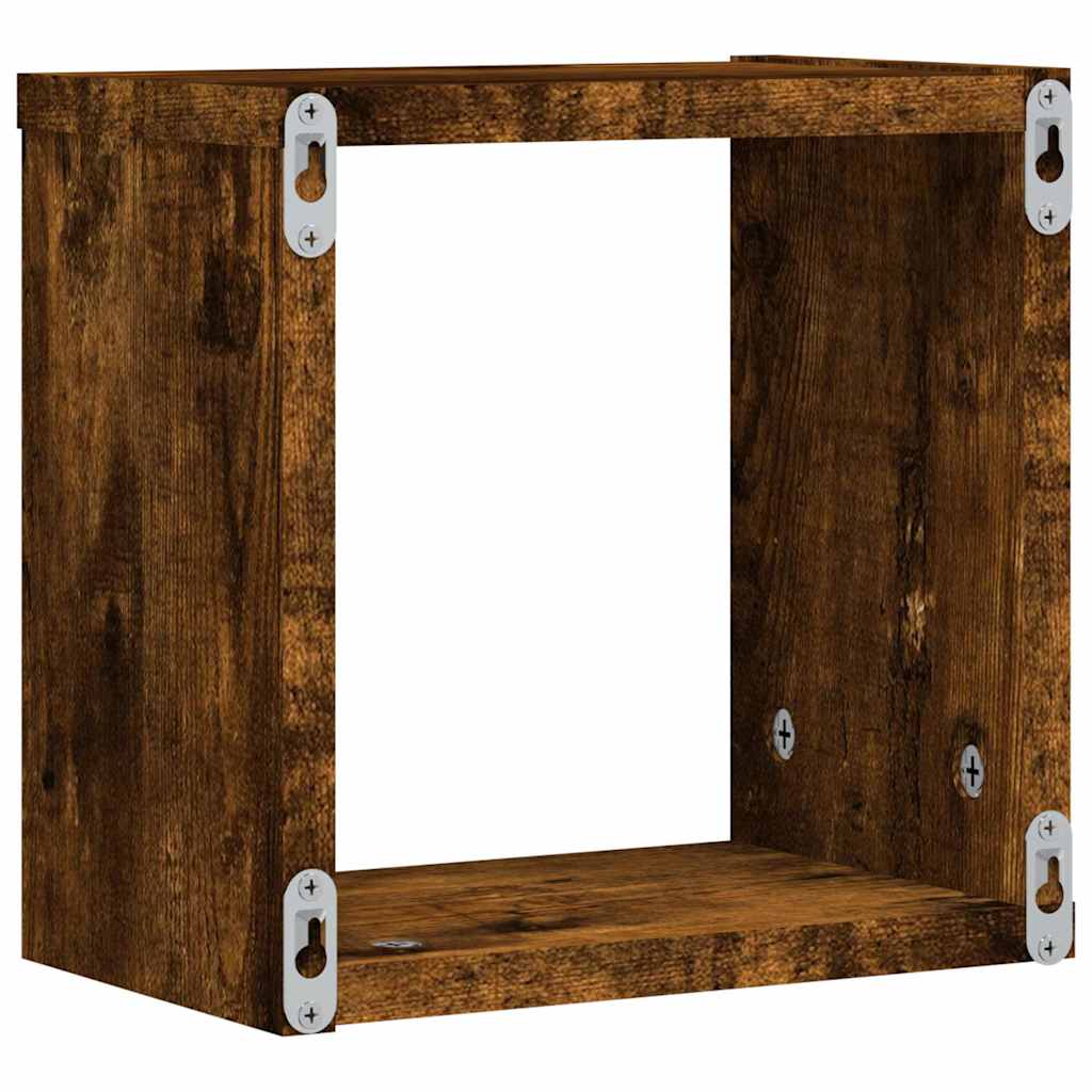 vidaXL Ράφια Τοίχου με ράφι 2 pcs Καπνιστό Δρύς 26 x 15 x 26 cm
