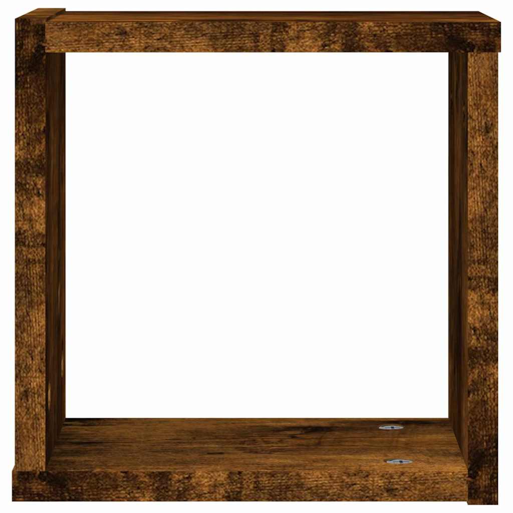vidaXL Ράφια Τοίχου με ράφι 2 pcs Καπνιστό Δρύς 26 x 15 x 26 cm