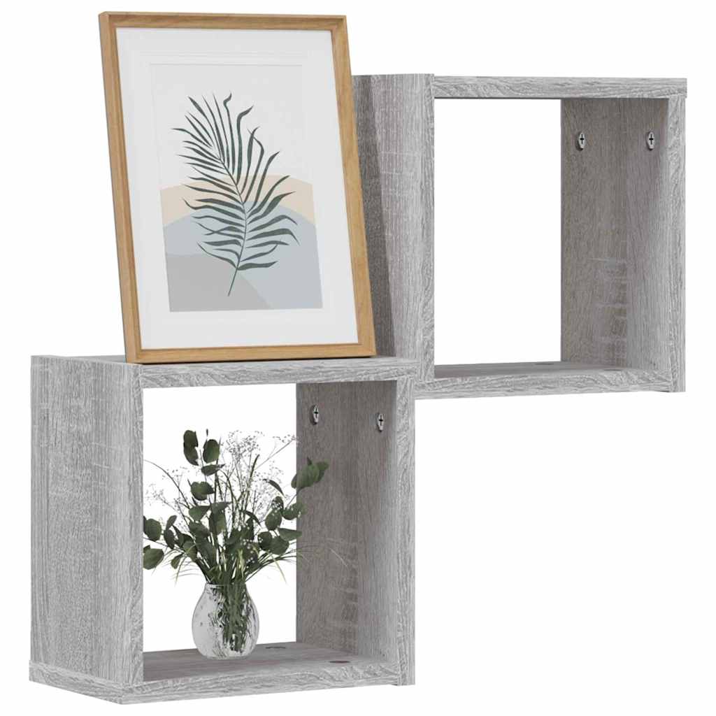 vidaXL Ράφια Τοίχου με ράφι 2 pcs Γκρίζο Σονομα 26 x 15 x 26 cm