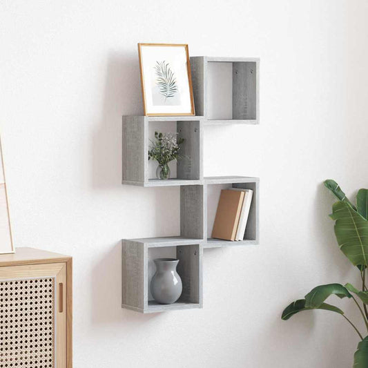 vidaXL Ράφια Τοίχου με ράφι 4 pcs Γκρίζο Σονομα 26 x 15 x 26 cm