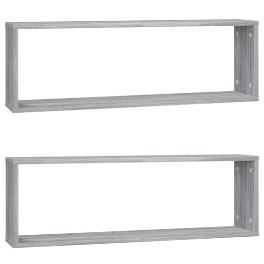vidaXL Ραφιέρες Τοίχου Κύβος 2 τεμ Γκρι Sonoma 80x15x26,5 εκ. Επ. Ξύλο