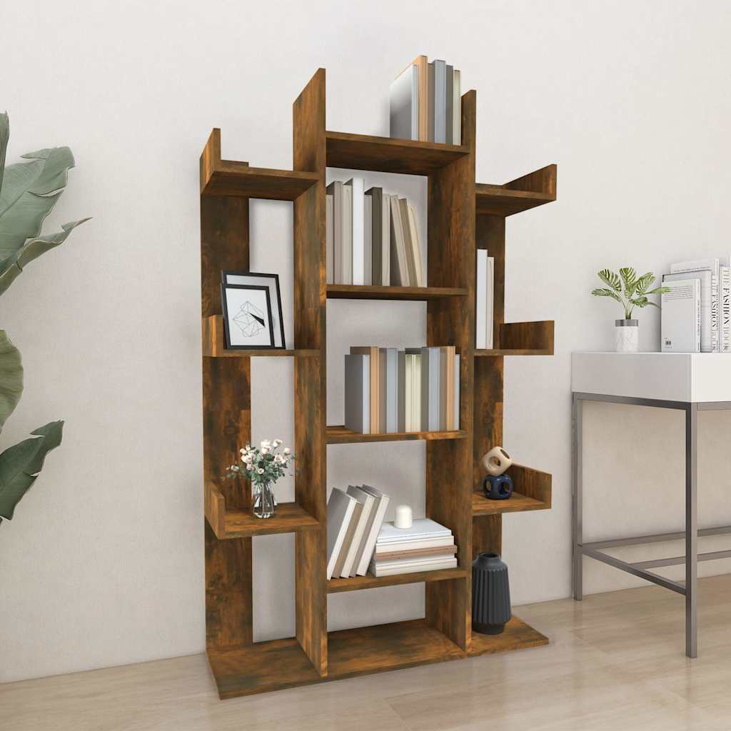 vidaXL Βιβλιοθήκη Καπνιστή Δρυς 86x25,5x140 εκ. από Επεξεργασμένο Ξύλο