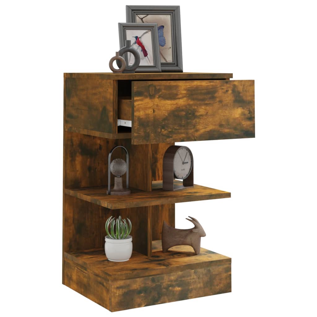 vidaXL Κομοδίνο Καπνιστή βελανιδιά 40x35x65 εκ. από Επεξεργασμένο Ξύλο