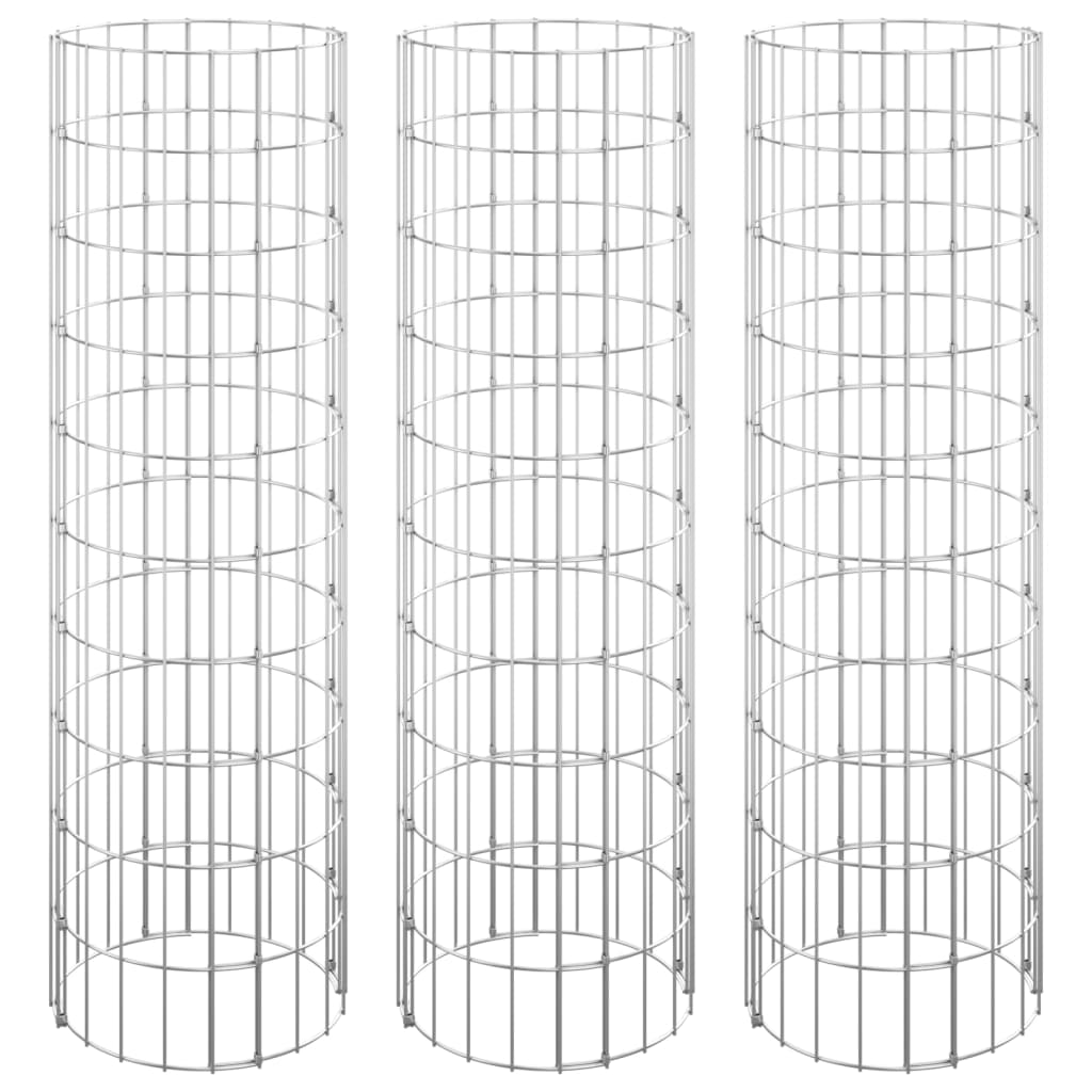 vidaXL Συρματοκιβώτιο-Γλάστρα Υπ. 3 τεμ Κυκλική Ø30x100εκ Γαλβ Χάλυβας