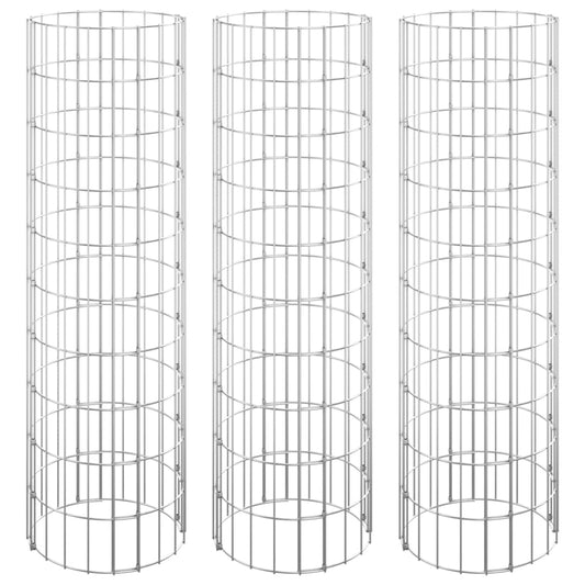 vidaXL Συρματοκιβώτιο-Γλάστρα Υπ. 3 τεμ Κυκλική Ø30x100εκ Γαλβ Χάλυβας