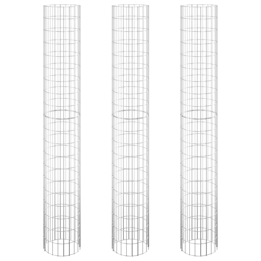 vidaXL Συρματοκιβώτιο-Γλάστρα Υπ. 3 τεμ Κυκλική Ø30x200εκ Γαλβ Χάλυβας