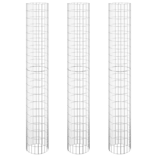 vidaXL Συρματοκιβώτιο-Γλάστρα Υπ. 3 τεμ Κυκλική Ø30x200εκ Γαλβ Χάλυβας