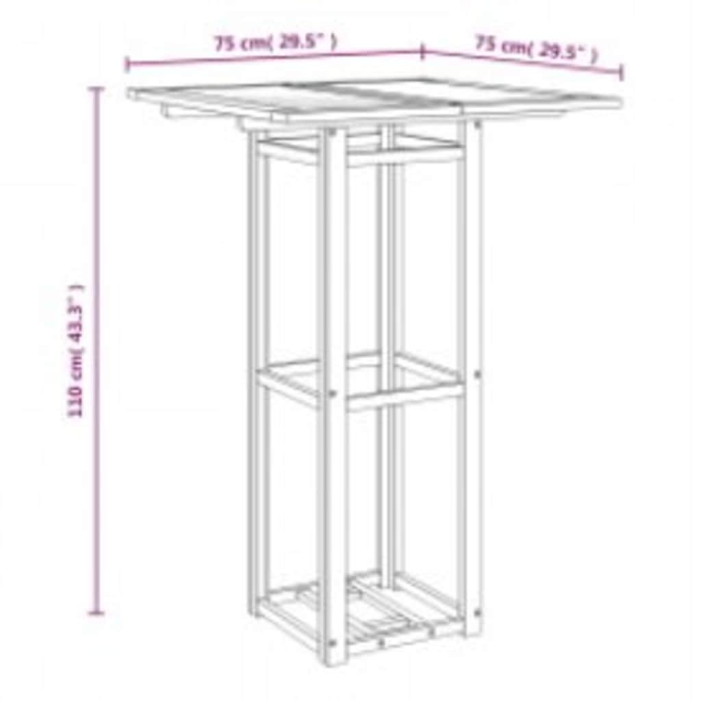 vidaXL Τραπέζι Bistro 75 x 75 x 110 εκ. από Μασίφ Ξύλο Ακακίας