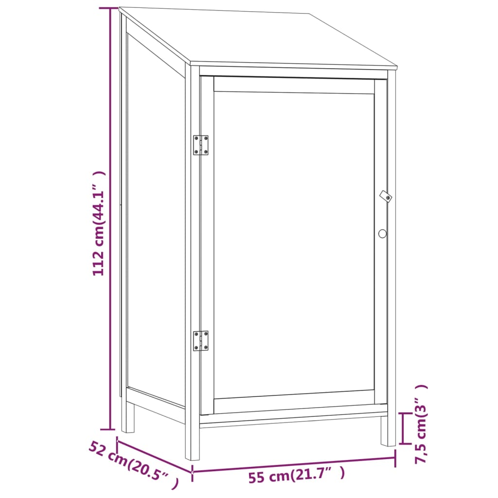 vidaXL Αποθήκη Κήπου Λευκή 55 x 52 x 112 εκ. από Μασίφ Ξύλο Ελάτης