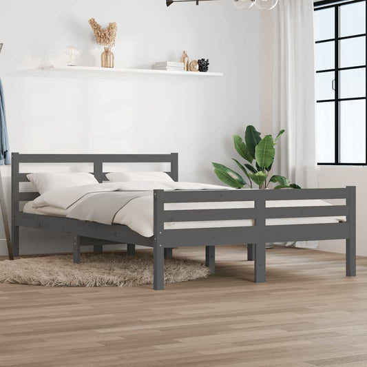 vidaXL Πλαίσιο Κρεβατιού Γκρι 140 x 200 εκ. από Μασίφ Ξύλο