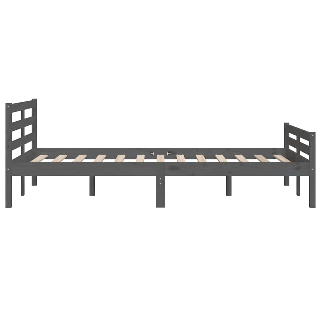 vidaXL Πλαίσιο Κρεβατιού Γκρι 150 x 200 εκ. Μασίφ Ξύλο King Size
