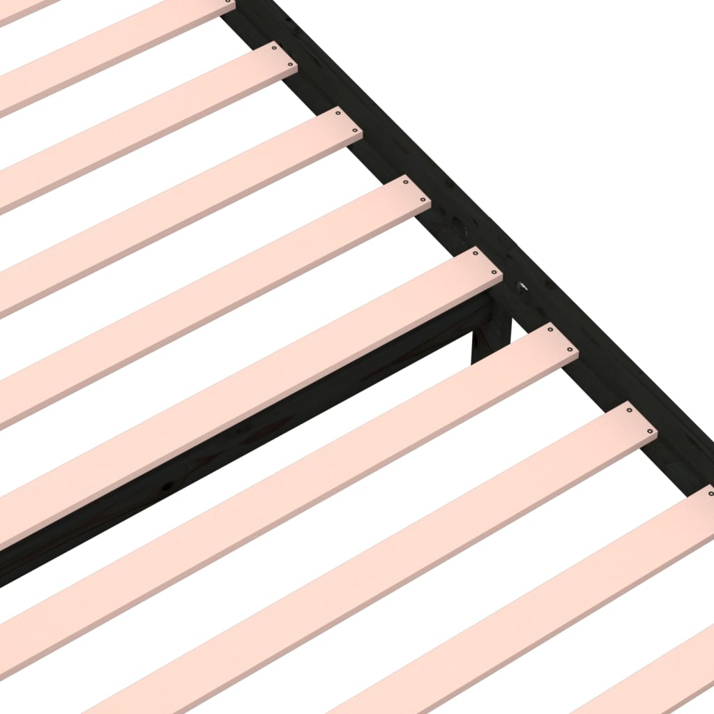 vidaXL Πλαίσιο Κρεβατιού Μαύρο 90 x 190 εκ. από Μασίφ Ξύλο Single