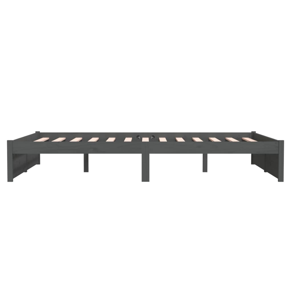 vidaXL Πλαίσιο Κρεβατιού Γκρι 140 x 190 εκ. από Μασίφ Ξύλο