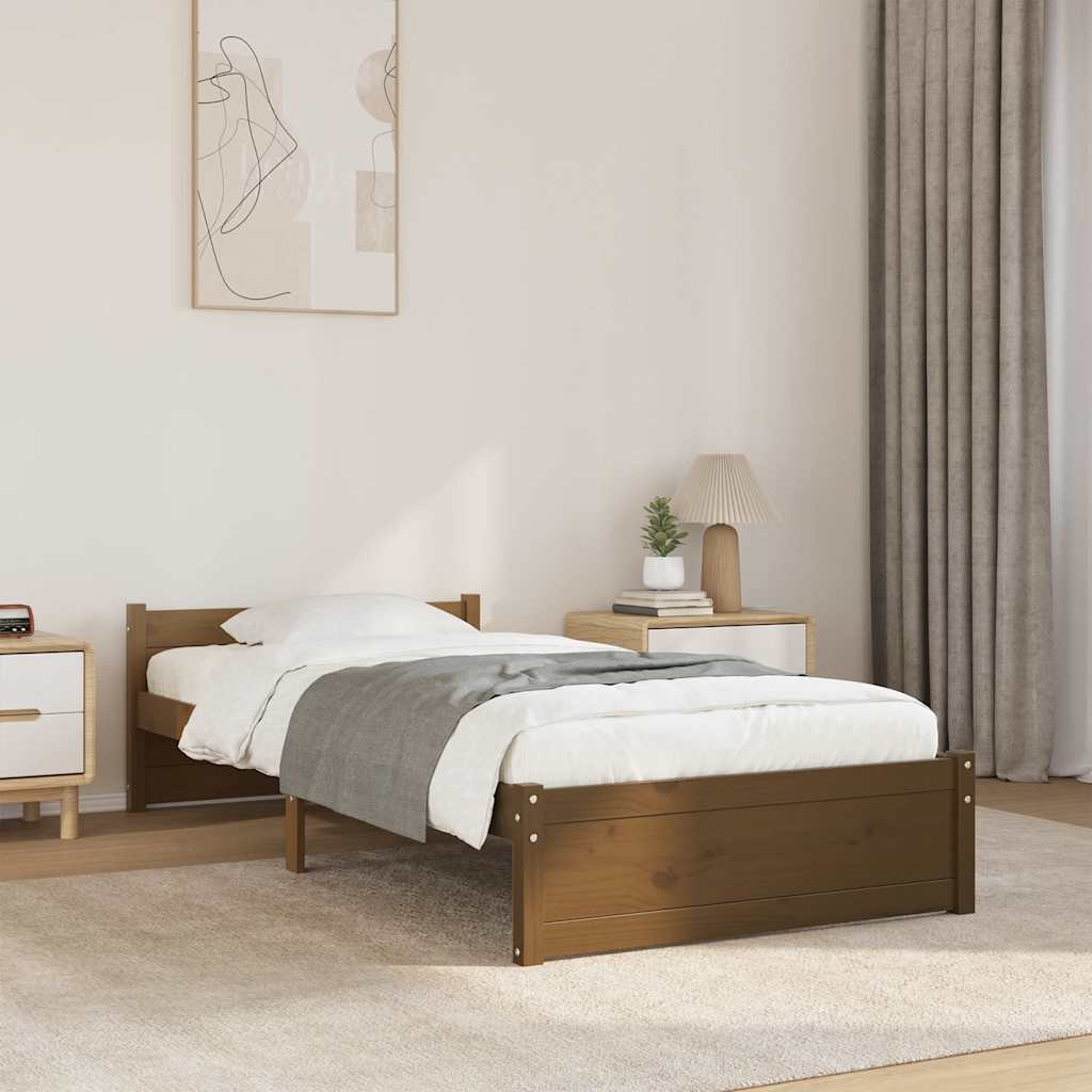 vidaXL Πλαίσιο Κρεβατιού Μελί 75x190 εκ. Ξύλο Πεύκου Small Single