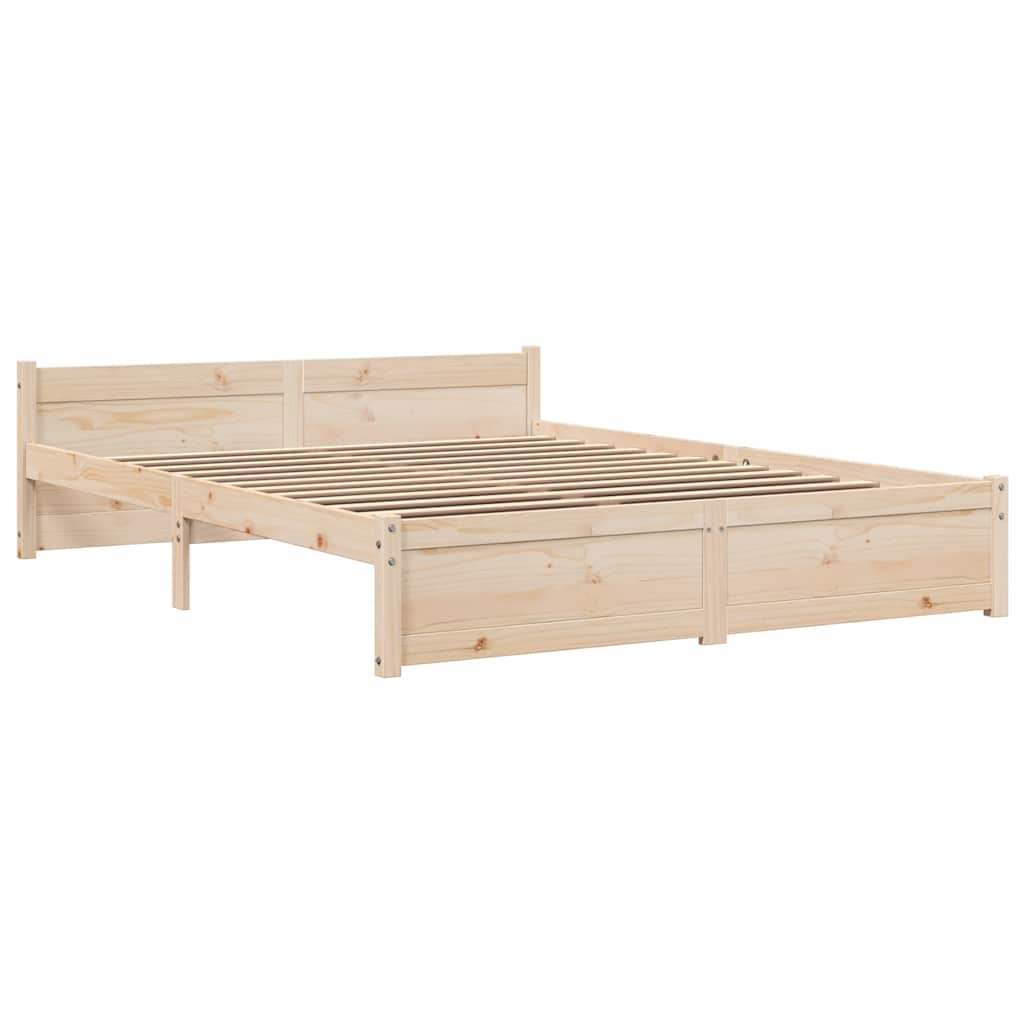 vidaXL Πλαίσιο Κρεβατιού 135 x 190 εκ. από Μασίφ Ξύλο Double