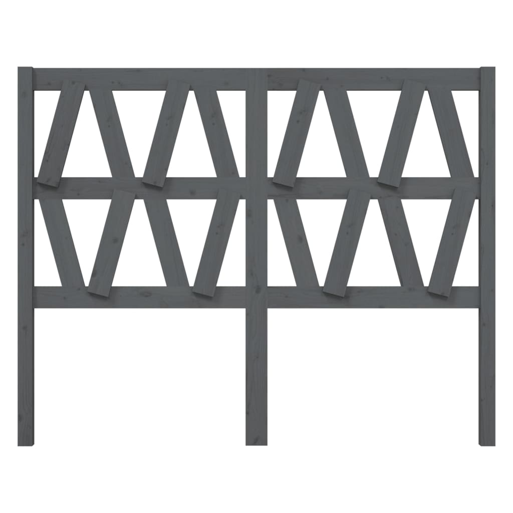 vidaXL Κεφαλάρι Κρεβατιού Γκρι 126 x 4 x 100 εκ. από Μασίφ Ξύλο Πεύκου