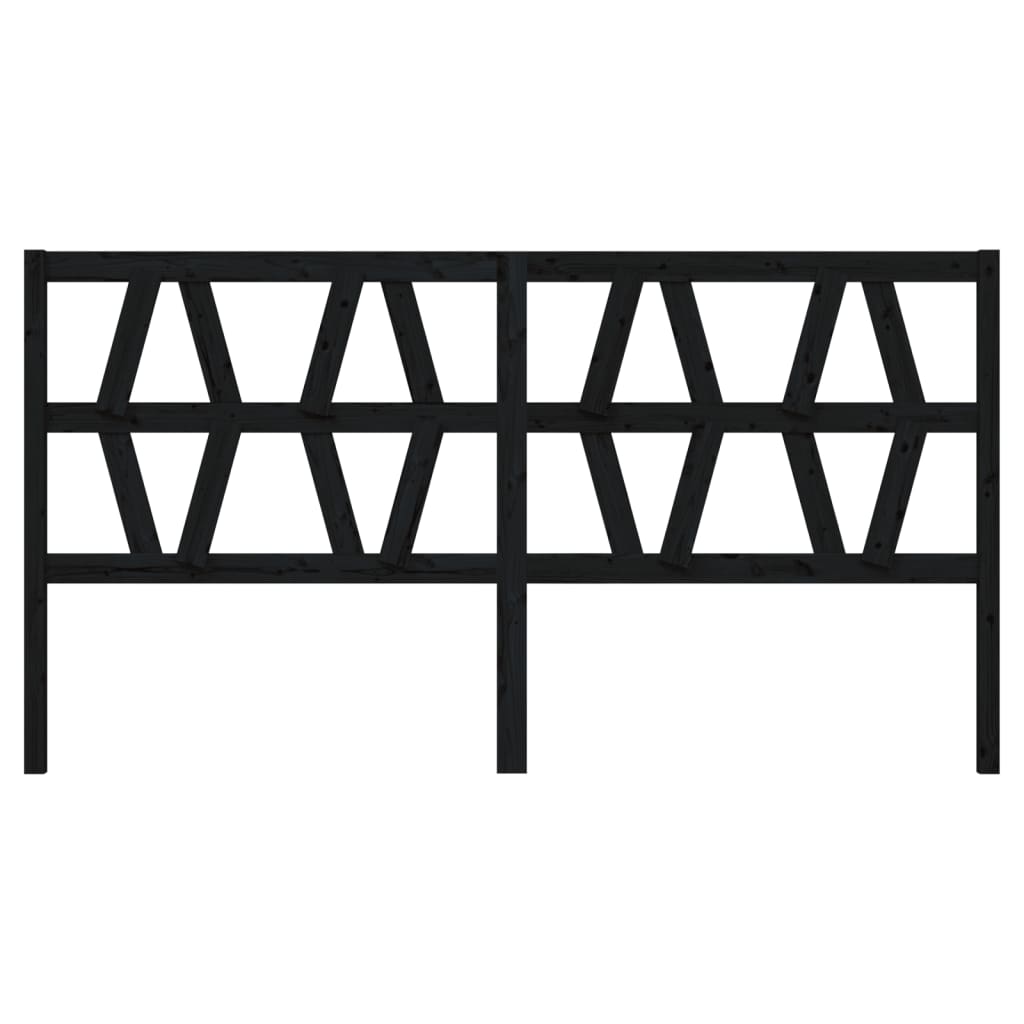 vidaXL Κεφαλάρι Κρεβατιού Μαύρο 206 x 4 x 100 εκ. Μασίφ Ξύλο Πεύκου